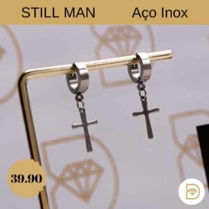 Brinco Aço Inox Cruz